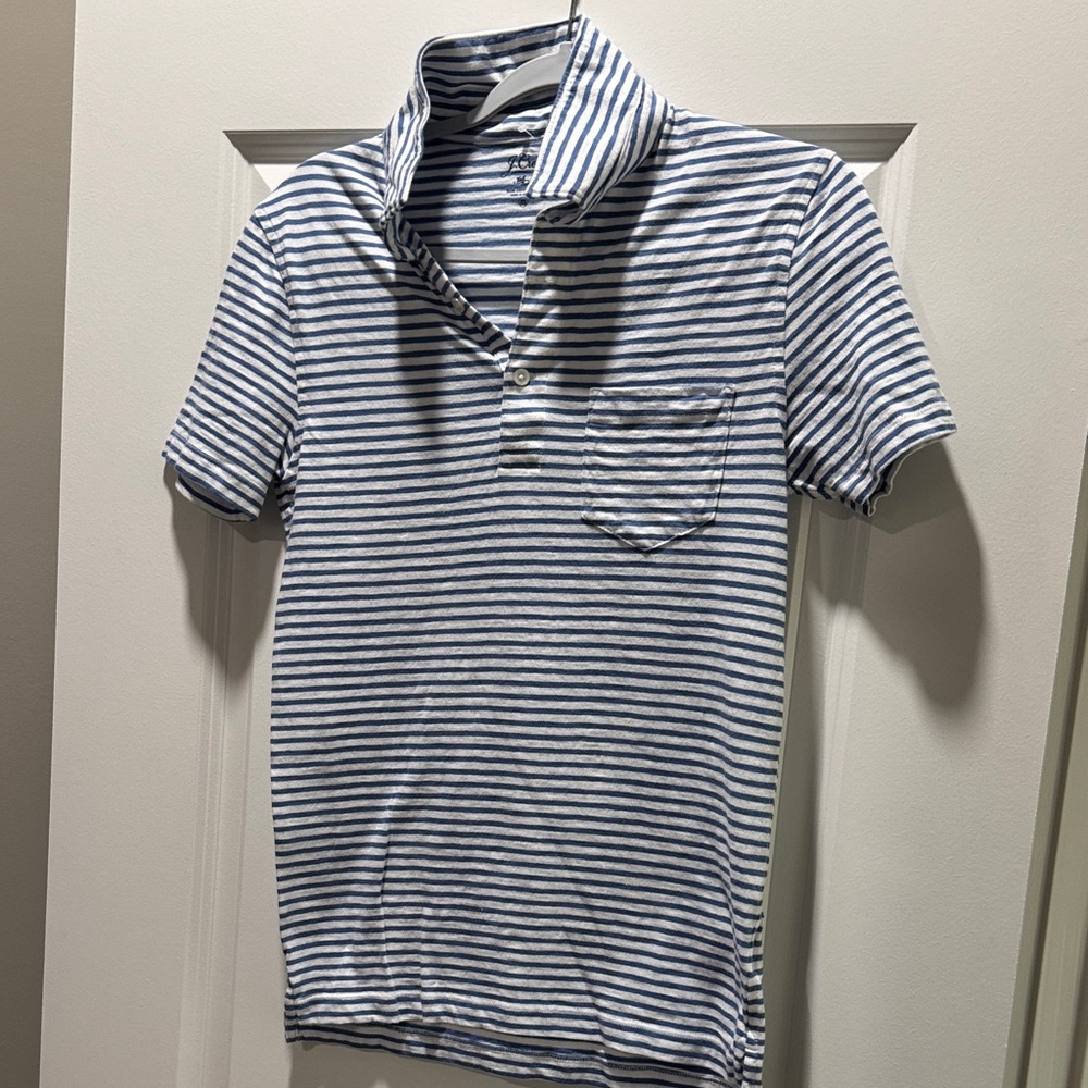 J. Crew Navy and White Striped Polo Shirt - XS